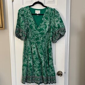 Lilly Pulitzer Kentlee  Green Floral Fiddle Leaf Green Animal safari Mini Dress